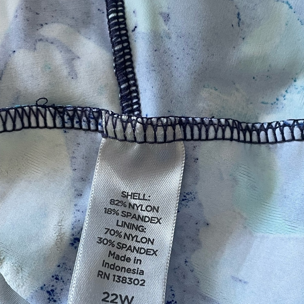 Avenue Blue & White Tiered Plus Size Swim Top 22W - Picture 6 of 7